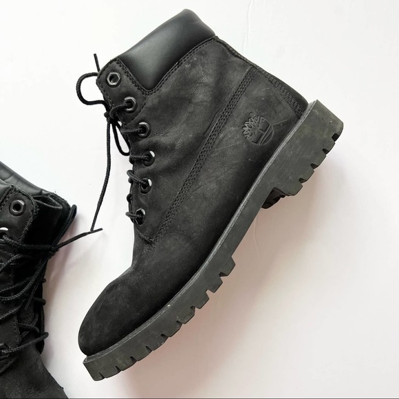 Timberland juniors all black waterproof boots Size 6 premium black nubuck 6 inch - Picture 6 of 16